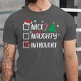 Nice Naughty Introvert Christmas List Santa Unisex Jersey T-Shirt Nice Naughty Introvert Christmas List Santa Unisex Jersey T-Shirt