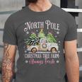North Pole Tree Farm Merry Christmas Holiday Scene Nostalgia Unisex Jersey T-Shirt