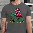 Nostalgia Holiday Tees -Adult Christmas Flamingo Small Short Sleeve Crew Neck Cotton Polyester Lightweight Ribbed Cuff Winter Unisex Jersey T-Shirt