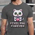 Pixel Art Pet Cat Y2K Retro Vintage Digital Nostalgia Tech Unisex Jersey T-Shirt