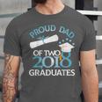 Proud Dad Of Two 2018 Graduates Twin Dads Graduation Unisex Jersey T-Shirt