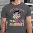 Proud Mom Of a 2024 Graduate Floral Flower Family Graduation Unisex Jersey T-Shirt