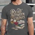 Read Between The Wines Vintage Book Lovers Wine Reading Unisex Jersey T-Shirt