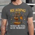 Reading Makes Me Feel Less Murdery Book Dragon Unisex Jersey T-Shirt
