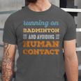 Running On Badminton Social Introvert Humor Vintage Unisex Jersey T-Shirt Running On Badminton Social Introvert Humor Vintage Unisex Jersey T-Shirt