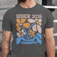 Senior 2026 Retro Groovy Flowers Graduation Unisex Jersey T-Shirt
