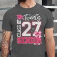 Senior 2027 Class Of 2027 Pink Coquette Bow Graduation Girl Unisex Jersey T-Shirt