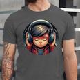 Serene Music Enthusiast With Headphones Introvert Cute Boy Unisex Jersey T-Shirt
