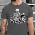 Skeleton Reading Book Floral Dark For Book Lovers Unisex Jersey T-Shirt Skeleton Reading Book Floral Dark For Book Lovers Unisex Jersey T-Shirt