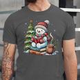 Snowman Reading Book Lovers Christmas Librarian Bookworm Unisex Jersey T-Shirt