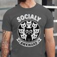 Socially Awkward Cute Introvert Cat Meme Anti-Social Club Unisex Jersey T-Shirt