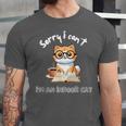 Sorry I Can't Indoor Cat Top For Introvert With Coffee Book For Men Women Kids Unisex Jersey T-Shirt