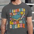 i Survived My Daughter's Bachelors Degree Groovy Graduation Unisex Jersey T-Shirt