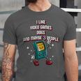 I Like Video Games Dogs And Maybe 3 People Gamer Introvert Unisex Jersey T-Shirt