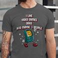 I Like Video Games Dogs And Maybe 3 People Gamer Introvert Unisex Jersey T-Shirt