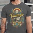 Vintage 1981 Retro Badge Nostalgia Eighties Compass Skull Unisex Jersey T-Shirt