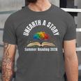 Women's Unearth a Story 2026 Summer Reading Program Tree Book Unisex Jersey T-Shirt