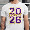Class Of 2026 Graduation Varsity Purple And Yellow Letters Unisex Jersey T-Shirt
