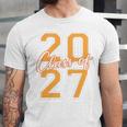Class Of 2027 Graduation Varsity Orange On The Back Premium Tri-Blend Unisex Jersey T-Shirt