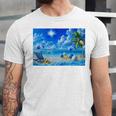 Frutiger Aero Beach Y2k Aesthetic Palm Tree Sand Ocean Premium Unisex Jersey T-Shirt
