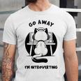 Go Away I'm Introverting Cat With Coffee Unisex Jersey T-Shirt
