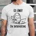 Go Away I'm Introverting Cat Introvert Anxiety Anxious Unisex Jersey T-Shirt
