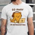 Go Away I'm Introverting Cozy Cat With Laptop And Coffee Unisex Jersey T-Shirt Go Away I'm Introverting Cozy Cat With Laptop And Coffee Unisex Jersey T-Shirt