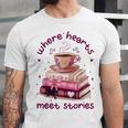 Where Hearts Groovy Meet Stories Coffee Books Valentines Day Unisex Jersey T-Shirt Where Hearts Groovy Meet Stories Coffee Books Valentines Day Unisex Jersey T-Shirt