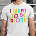 Introvert I Want To Be Alone Retro Wavy Unisex Jersey T-Shirt