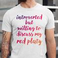 Introverted Willing To Discuss Red Platy Introvert Unisex Jersey T-Shirt Introverted Willing To Discuss Red Platy Introvert Unisex Jersey T-Shirt