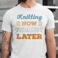 Knitting Now Minimal Socializing Introvert Vintage Unisex Jersey T-Shirt