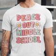 Peace Out Middle School Graduation Groovy Last Day Of School Unisex Jersey T-Shirt