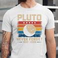 Pluto Never Forget Space Nostalgia Astronomy Humor Unisex Jersey T-Shirt