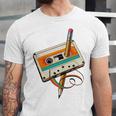Retro Cassette Tape & Pencil Rewind Nostalgia Party 80s 90s Unisex Jersey T-Shirt