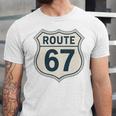 Retro Route 67 Highway Sign Vintage Road Nostalgia Premium Tri-Blend Unisex Jersey T-Shirt