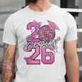 Senior 2026 Graduation Girls Coquette Pink Bow Class Of 2026 Premium Unisex Jersey T-Shirt