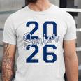 Senior 2026 Graduation Varsity Navy Blue On The Back Unisex Jersey T-Shirt