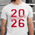 Senior 2026 Graduation Varsity Red Letters On The Back Unisex Jersey T-Shirt