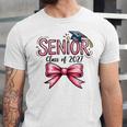 Senior Class Of 2027 Coquette Pink Bow Graduation 2027 Girls Unisex Jersey T-Shirt