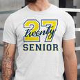 Senior Class Of 2027 Graduation Yellow And Blue On The Back Premium Tri-Blend Unisex Jersey T-Shirt