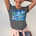 Frutiger Aero Dolphin Sunset Ocean With Palm Trees Y2k Unisex Jersey T-Shirt