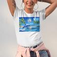 Frutiger Aero Dolphin Sunset Ocean With Palm Trees Y2k Premium Unisex Jersey T-Shirt