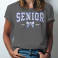 Blue Bow Coquette Floral Senior 2026 Graduation Class Unisex Jersey T-Shirt