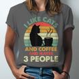 Cats Coffee & 3 People Tee Cute Font Introvert Humor Unisex Jersey T-Shirt Cats Coffee & 3 People Tee Cute Font Introvert Humor Unisex Jersey T-Shirt
