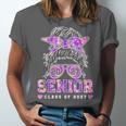 Class Of 2027 Senior Coquette Bow Messy Hair 26 Graduation Unisex Jersey T-Shirt
