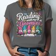 Cute Reading With My Gnomies Gnome Book Bookworm Lover Unisex Jersey T-Shirt