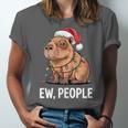 Ew People Capybara Christmas Lights Introvert Humor Unisex Jersey T-Shirt Ew People Capybara Christmas Lights Introvert Humor Unisex Jersey T-Shirt