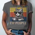 Ew People Introvert Cat Lover Crazy Vintage Cat Lady Unisex Jersey T-Shirt