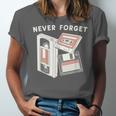Never Forget VHS Tape Cassette Floppy Disk Nostalgia 80s 90s Unisex Jersey T-Shirt