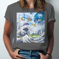 Frutiger Aero Aesthetic Tech Great Wave Of Kanagawa Fishes Unisex Jersey T-Shirt Frutiger Aero Aesthetic Tech Great Wave Of Kanagawa Fishes Unisex Jersey T-Shirt